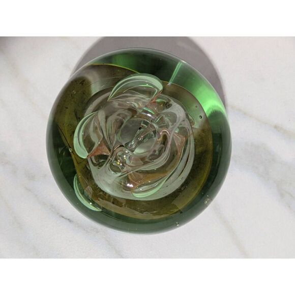 Dominick Labino Father of Art Glass Signed Green Gold Bubble Vase Dated 11 1971 - Picture 2 of 12